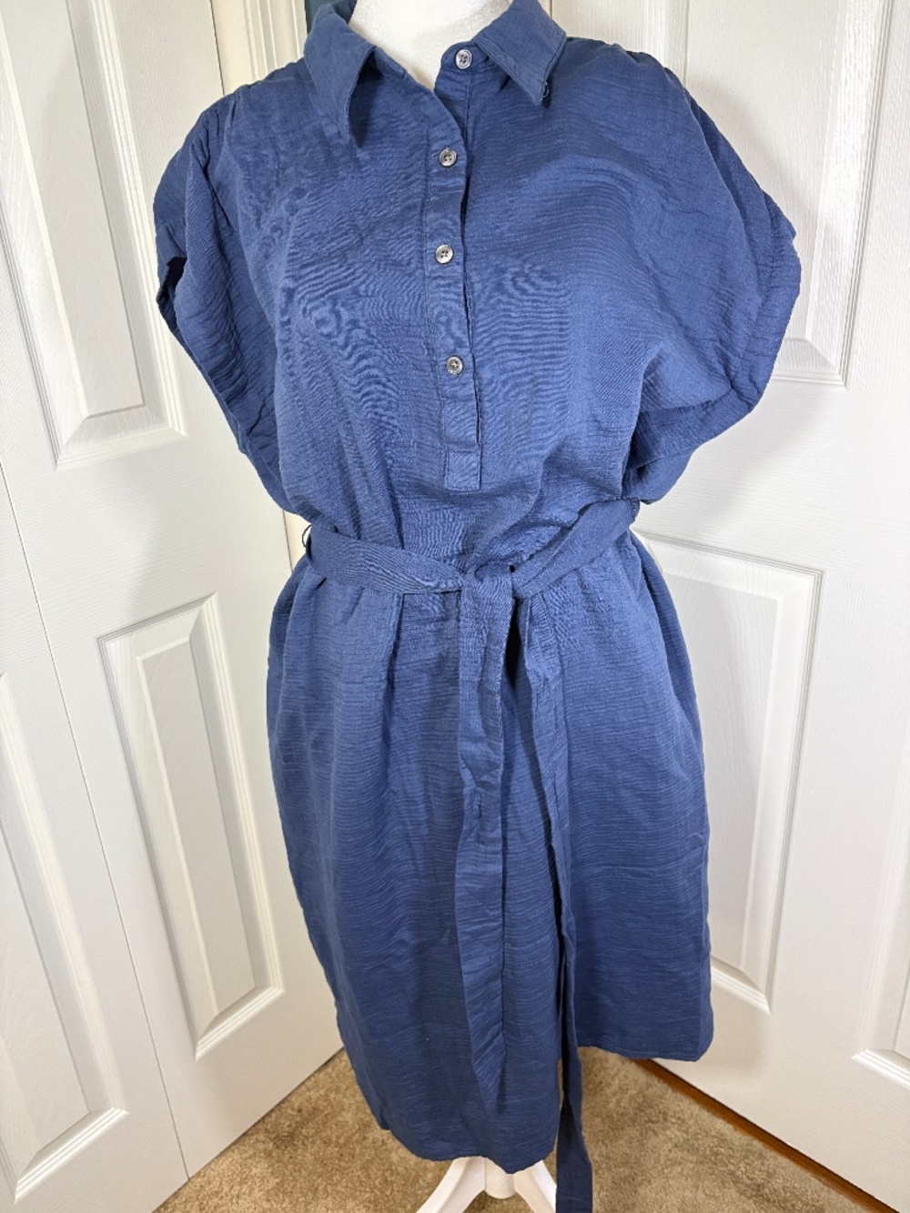 NWT Banana Republic Navy Gauze Dress / Size XL - Picture 2 of 8